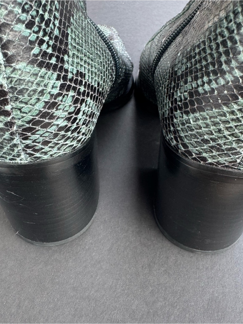 Franco Sarto Turquoise Green Snakeskin-Print Ankle Booties - Picture 4 of 9